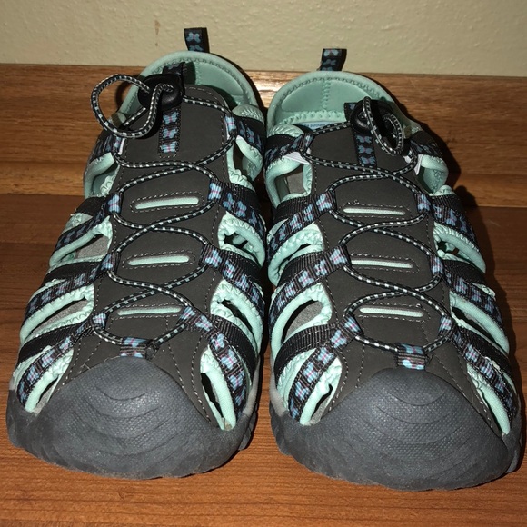 Greater good Shoes - Greater good sandals teal/gray with butterflies